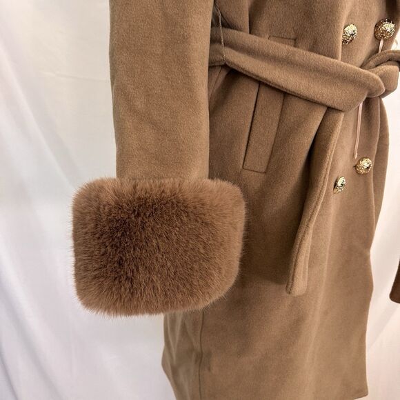 Santinni 'Marlene' Cashmere & Wool Coat in Marrone Size SMALL Womens - Picture 6 of 10